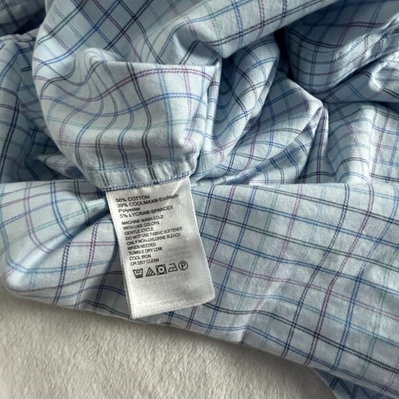 Tommy Bahama Mens Sarasota Stretch Long Sleeve Check Button Up Shirt Large Blue - Picture 4 of 7